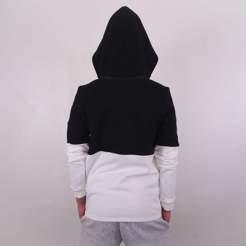 BLACK AND WHITE HOODIE BACK